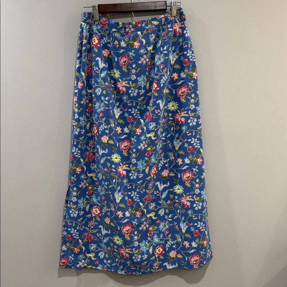 Vintage Liz Claiborne Blue Floral Maxi Skirt - Picture 2 of 5